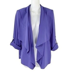 Calvin Klein purple waterfall drape cuffed 3/4 sleeve open blazer jacket Medium